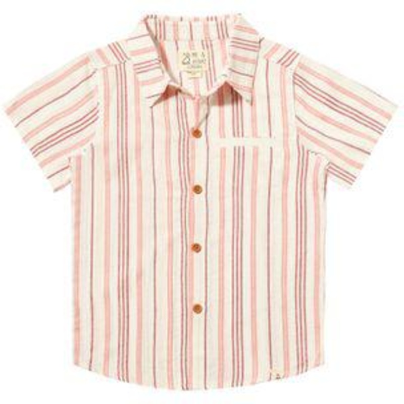 Me & Henry Newport Woven Shirt | Coral/White Stripe