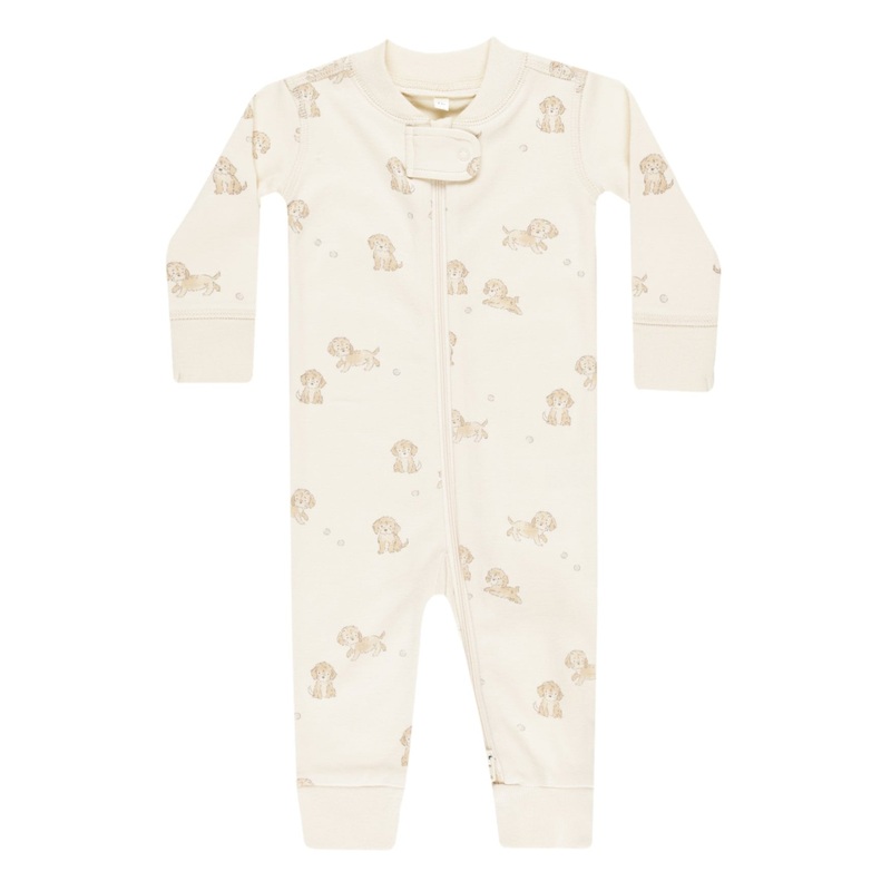 Quincy Mae – Organic Zip Long Sleeve Sleeper – Puppies