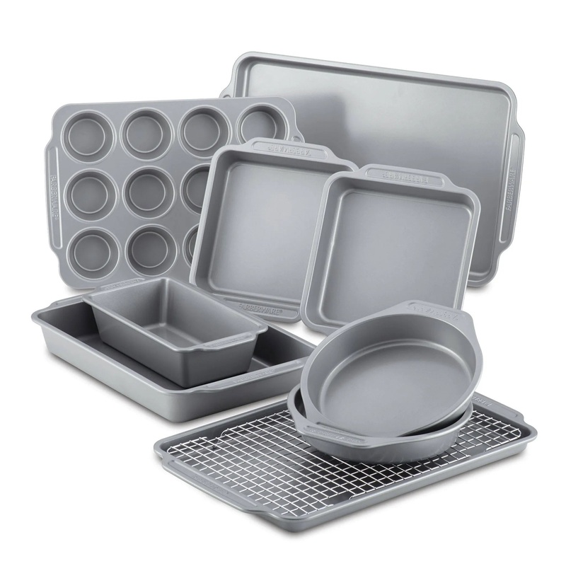 10pc Nonstick Bakeware Set- Gray