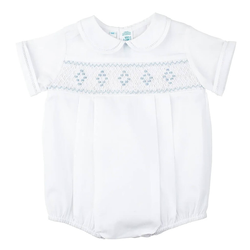 Smocked Diamond Romper White