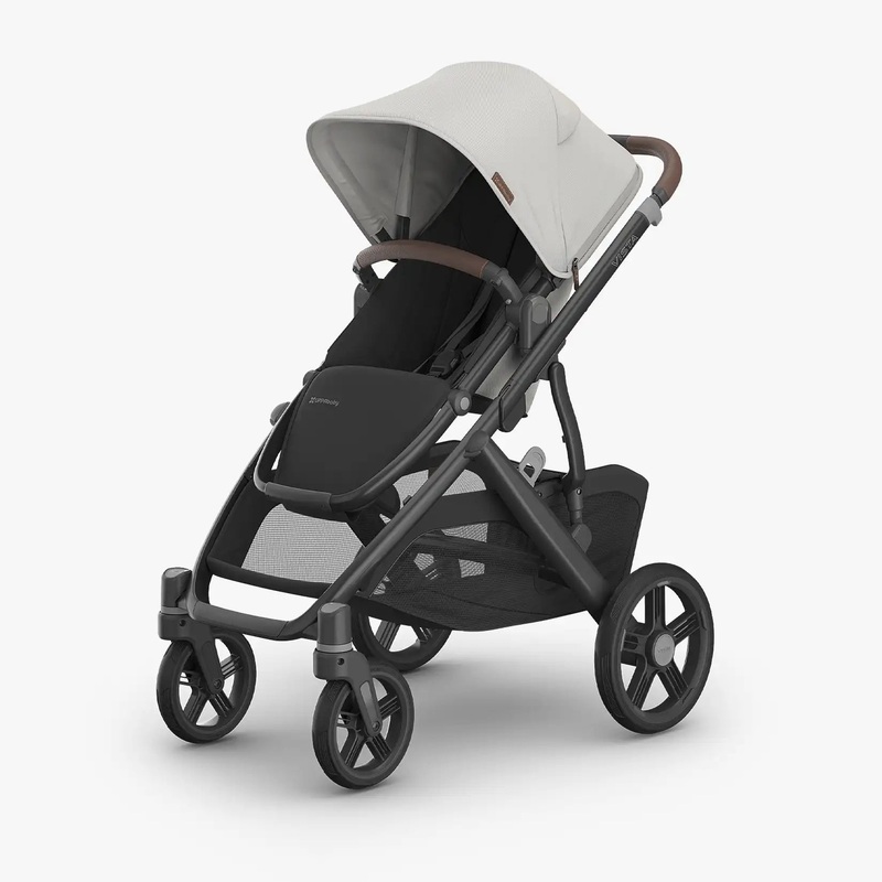 UPPAbaby Vista V3 Stroller – Savannah (Pearl Grey Jacquard/Carbon Frame/Chestnut Leather)