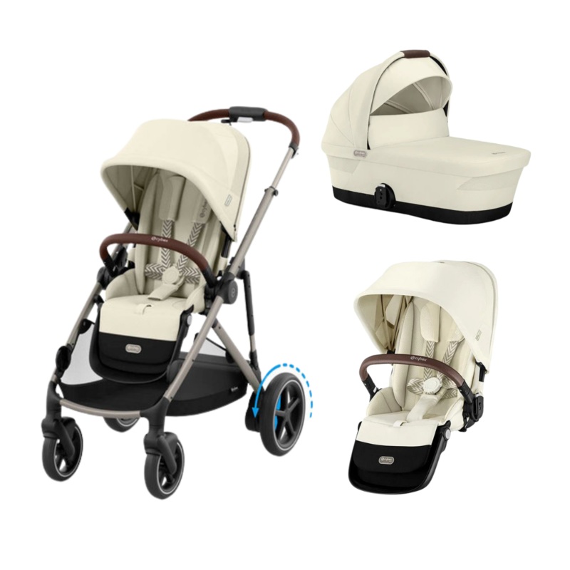 Cybex eGazelle S Twin/Double Bundle (2 seats & 1 carrycot) – Seashell Beige