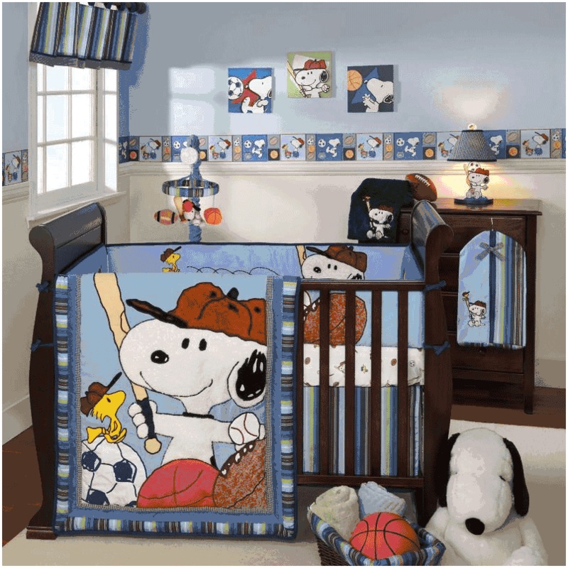 Lambs & Ivy Team Snoopy 5 Piece Crib Bedding Set