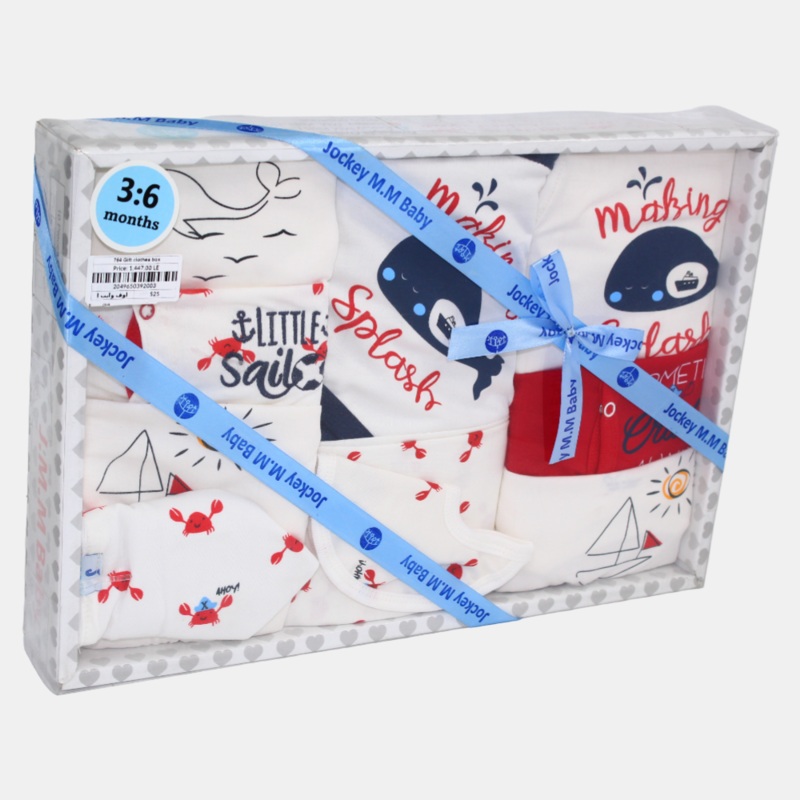 Little Sailor Themed Baby Boys’ Summer Cotton Gift Box – 10 Pcs (3-6m)