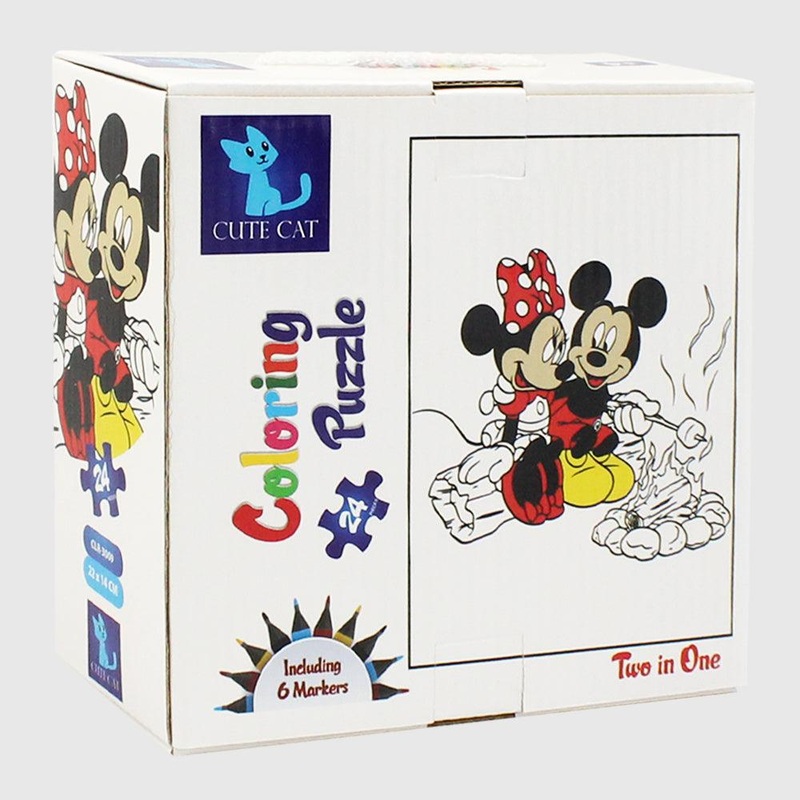Mickey & Minnie Mouse Coloring Puzzle 2 In 1 (20 & 24 Pieces)