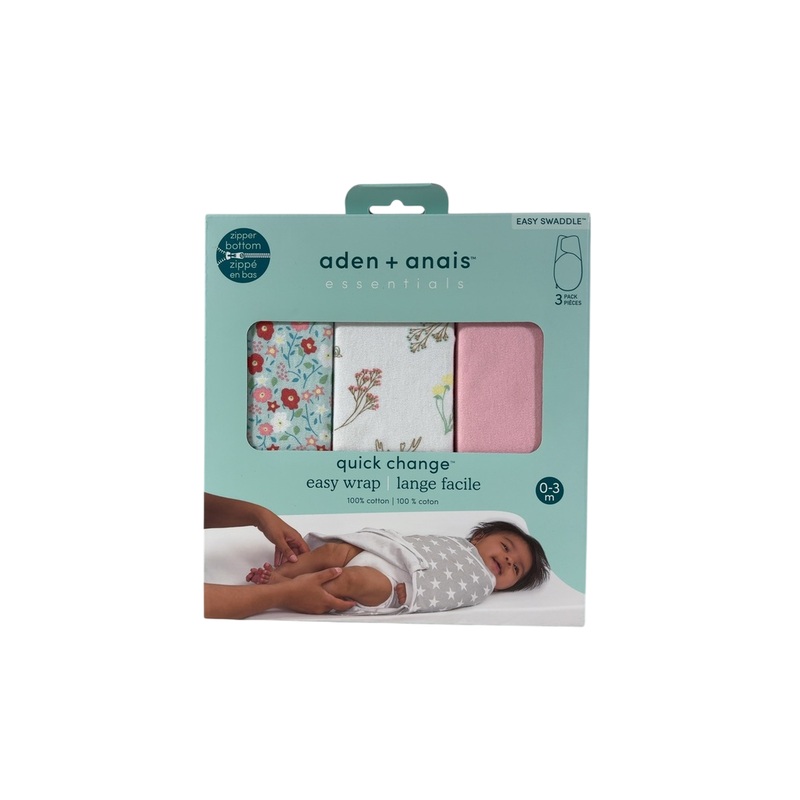 Aden + Anais Essentials Easy Wrap Swaddle, 3 Pack, 0-3 Months, Fairy Tale Flowers