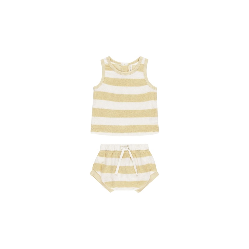 Quincy Mae Terry Tank + Short Set – Yellow Stripe