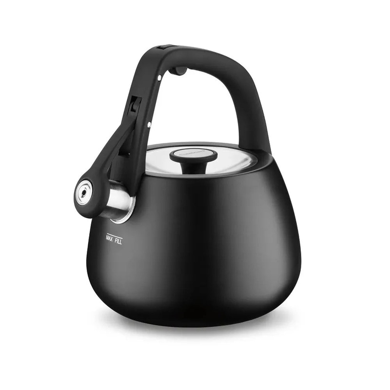 Cuisinart 2qt Stainless Steel Stovetop Kettle Matte Black CKS-25MBK: Whistling Tea Kettle, Large Handle, Flip-up Spout