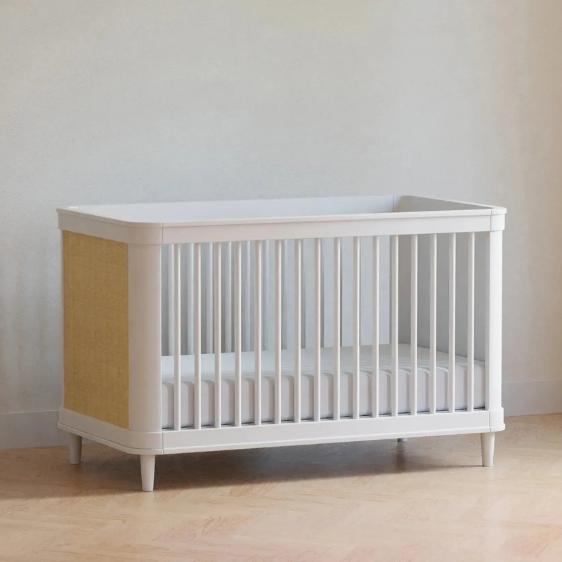 Namesake – Marin Cane 3-in-1 Convertible Crib – Warm White + Honey Cane
