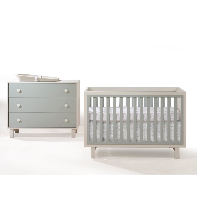 Tulip Juvenile Bjorn Classic Crib and 3 Drawer Dresser – Latte/Sage