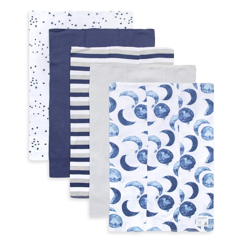 Burt’s Bees Baby Organic Cotton Burp Cloths 5 Pack, Hello Moon!