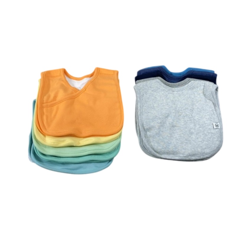 Honest Baby 10-Pack Organic Cotton 4 in 1 Reversible Bibs, Rainbow Blues