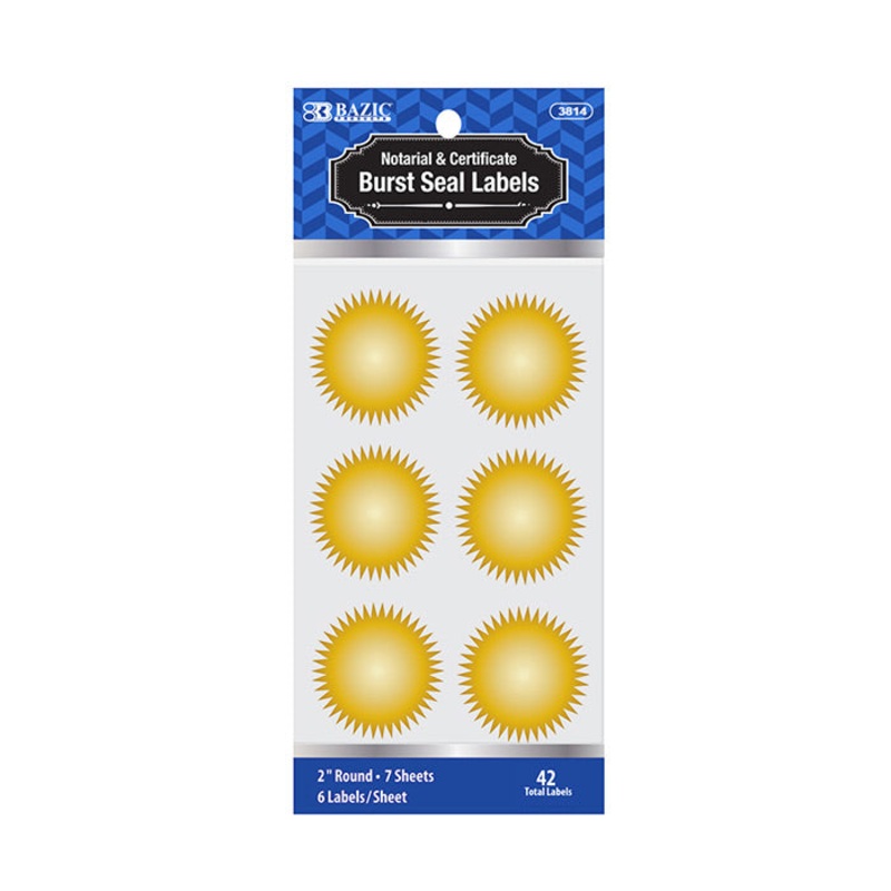 BAZIC 2″ Gold Foil Notary/Certificate Seal Label (42/Pack)