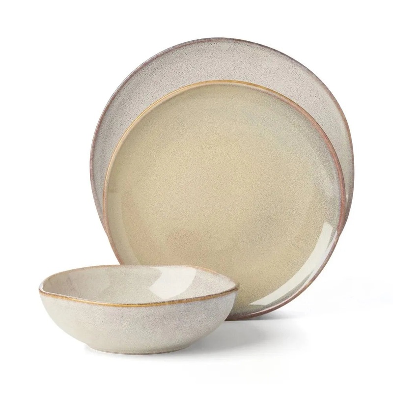 Oneida Organic Shades 12 Pc. Dinnerware Set, Service for 4 – Taupe / Grey and Natural