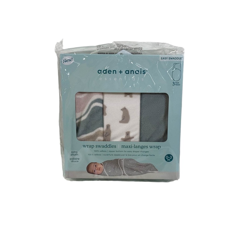 Aden + Anais Essentials Velboa Wrap Swaddles Quick Change 3 Pack, Little Woods