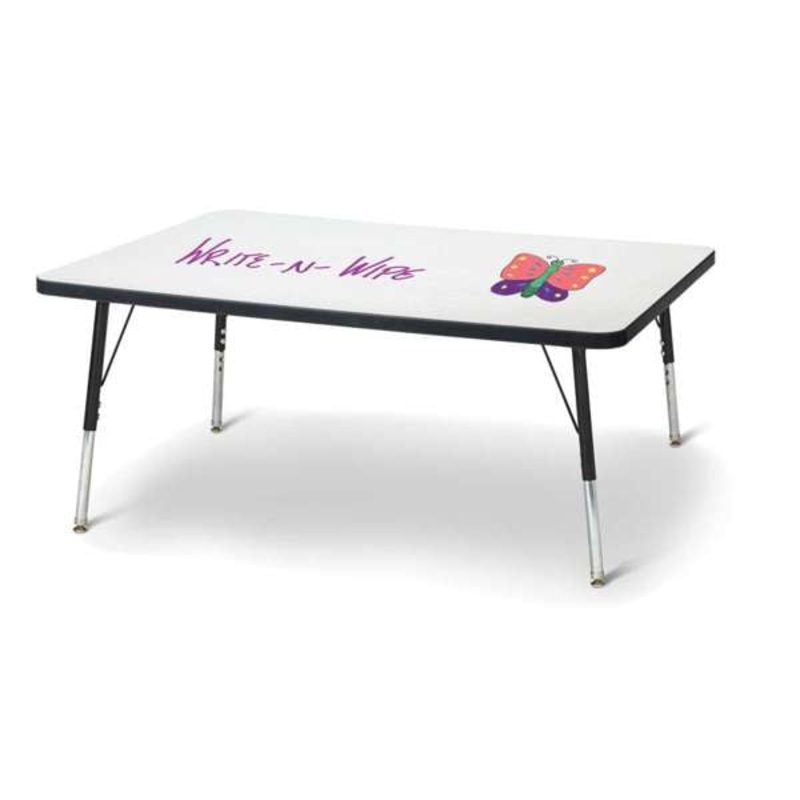 Berries Rectangle Dry Erase Table – 30″ x 48″, E-height – Write-n-Wipe/Black/Black