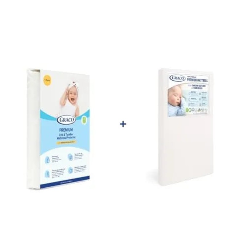 Premium Foam Crib Mattress + Polyester Mattress Protector Bundle (2-Pack)
