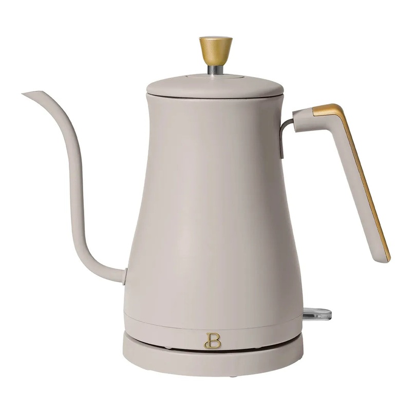 1-Liter Electric Gooseneck Kettle 1200 W, Porcini Taupe by Drew Barrymore
