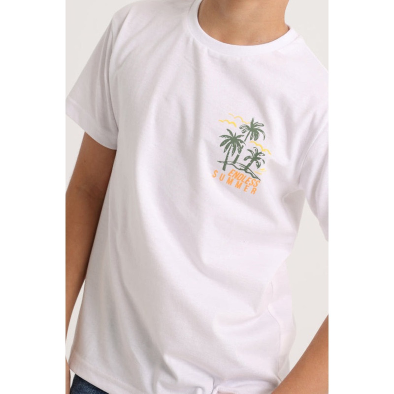 Boys Cotton T-Shirt  White with “Endless Summer” Design