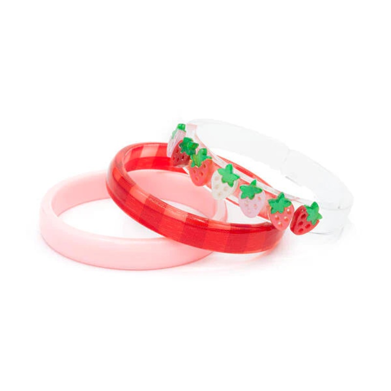 Lilies & Roses Strawberry Pearlized Red Checkered Bangles – Set of 3