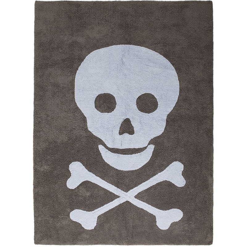 Lorena Canals Skull Rug – Grey/Blue (4′ 8″ x 6′ 7″)