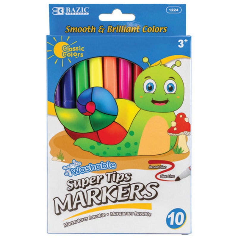 Washable Markers, Super Tip, 10 colors