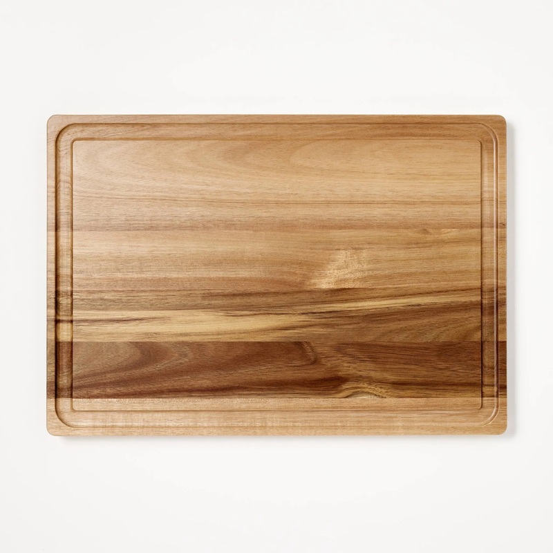 14″x20″ Acacia Wood Carving Board with Juice Groove Natural –  Reversible Wooden Cutting Board, Charcuterie