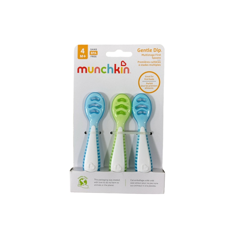 Munchkin Gentle Dip Multistage First Spoons, Light Blue/Light Green