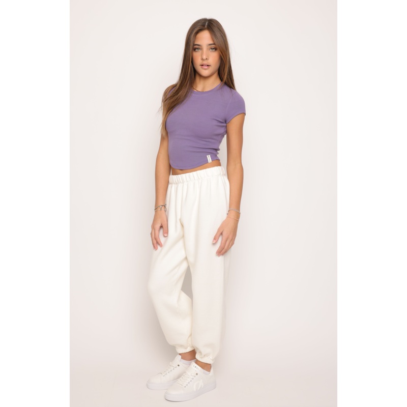 Rib Cap Sleeve Crop Top – French Grape