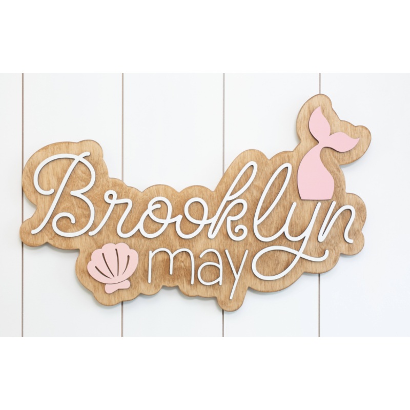 Sugar + Maple Personalized Bubble Wood Sign | Mermaid