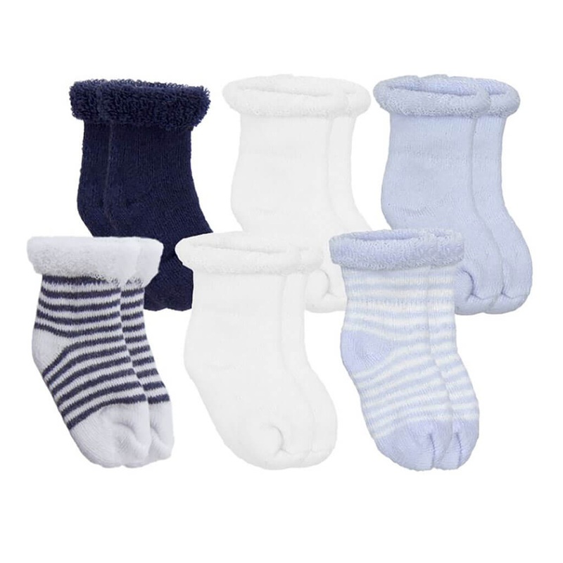 Terry Socks 6 Pack Blue-White-Navy