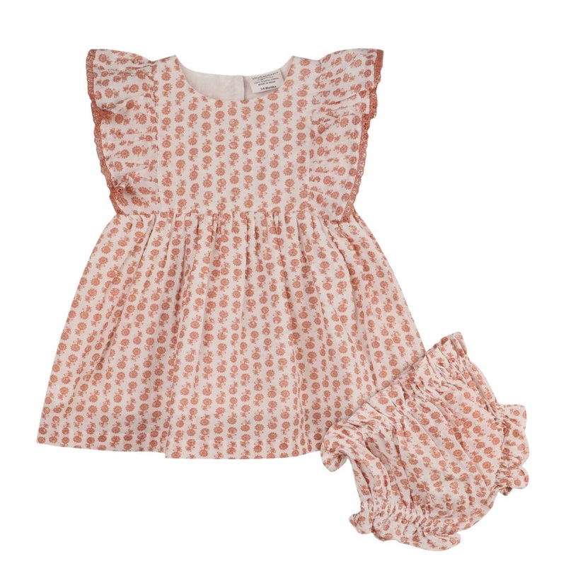 Heather Dobby Cotton Floral Dress And Bloomer Set