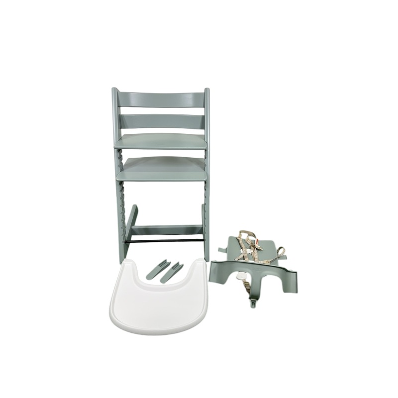 Stokke Tripp Trapp High Chair with Baby Set and Tray, Glacier Green, Glacier Green