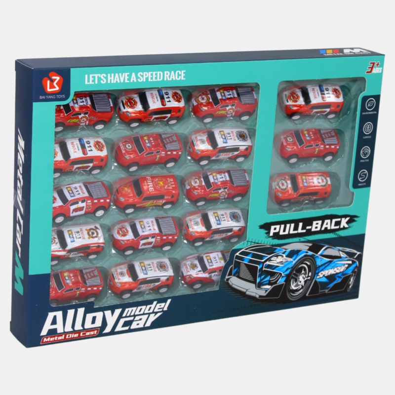Set of 18 Metal Racing Cars  Pull-Back Feature