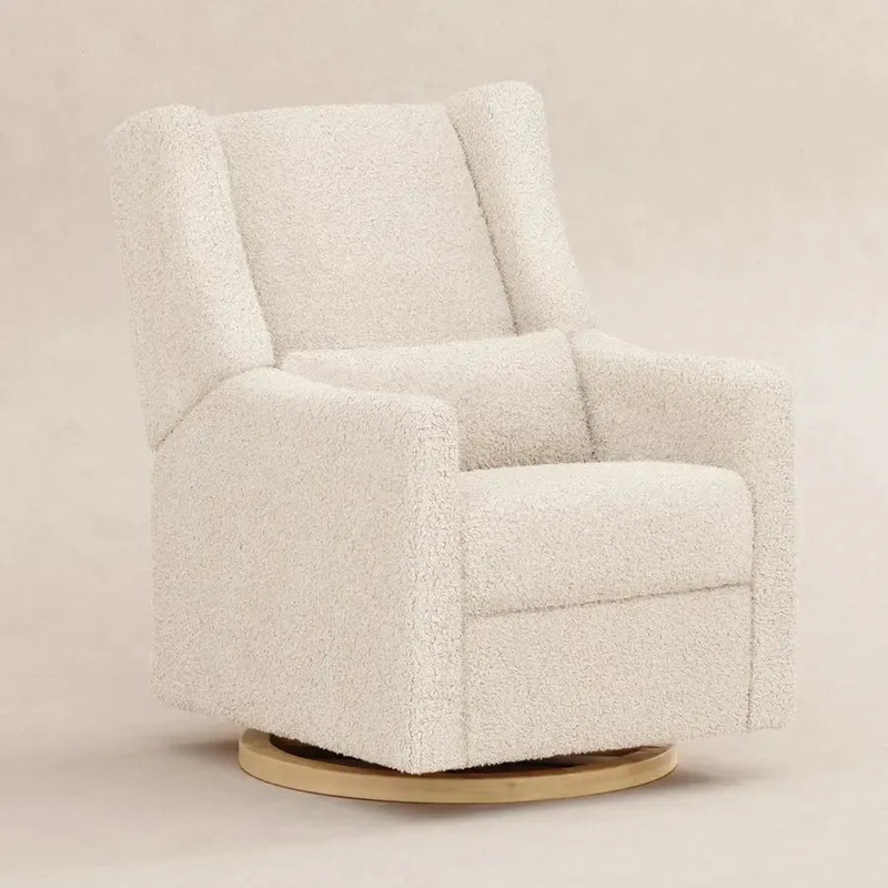 Babyletto – Kiwi Electronic Glider + Recliner – Luxe Almond Teddy Loop with Light Wood Base