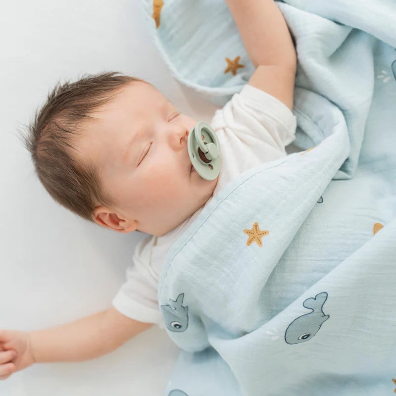 Done By Deer – Cozy – Baby Blanket – 1.0 Tog Organic Cotton – Wally – Blue
