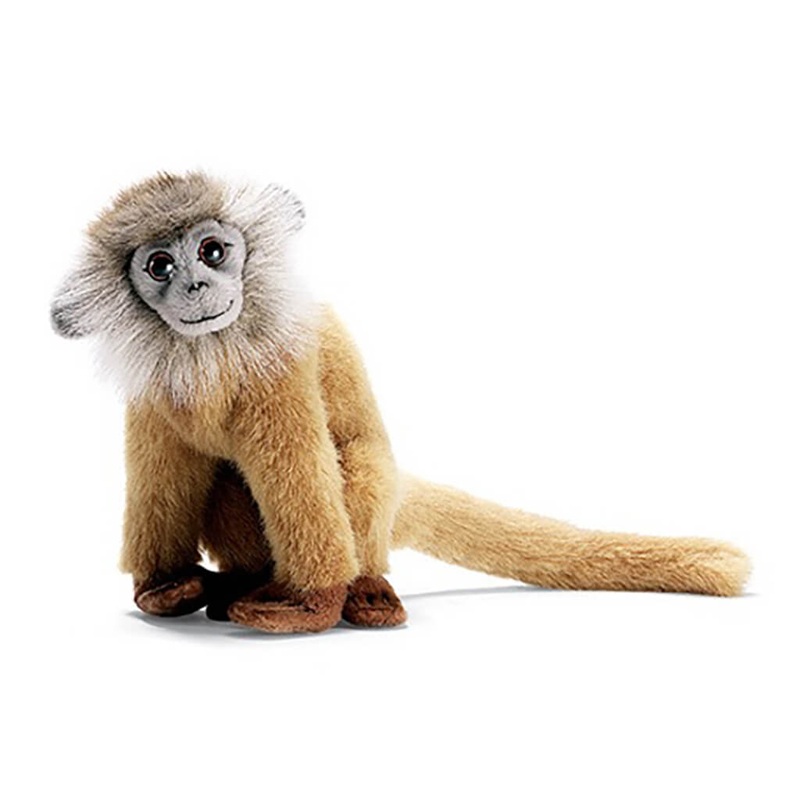HNC Realistic Plush Animal Leaf Monkey Brown
