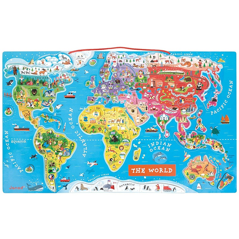Janod Magnetic World Puzzle, English Edition