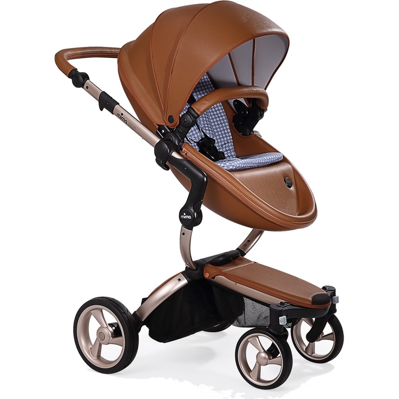 Mima 2019 Xari Complete Stroller, Rose Gold – Camel / Retro Blue