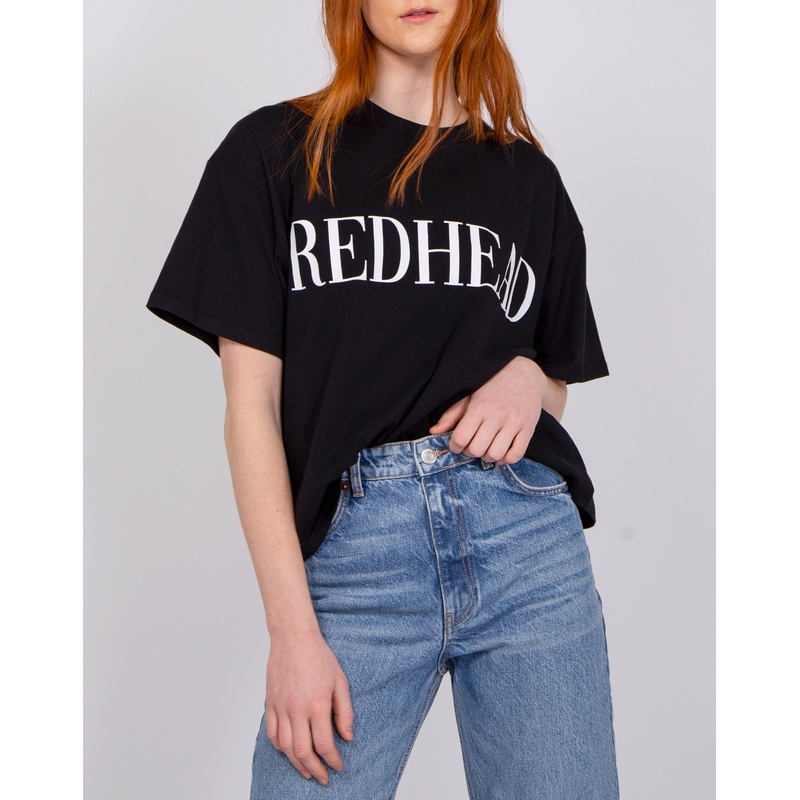 Brunette the Label | “REDHEAD SERIF” Boxy Crew Neck Tee XS/S Black