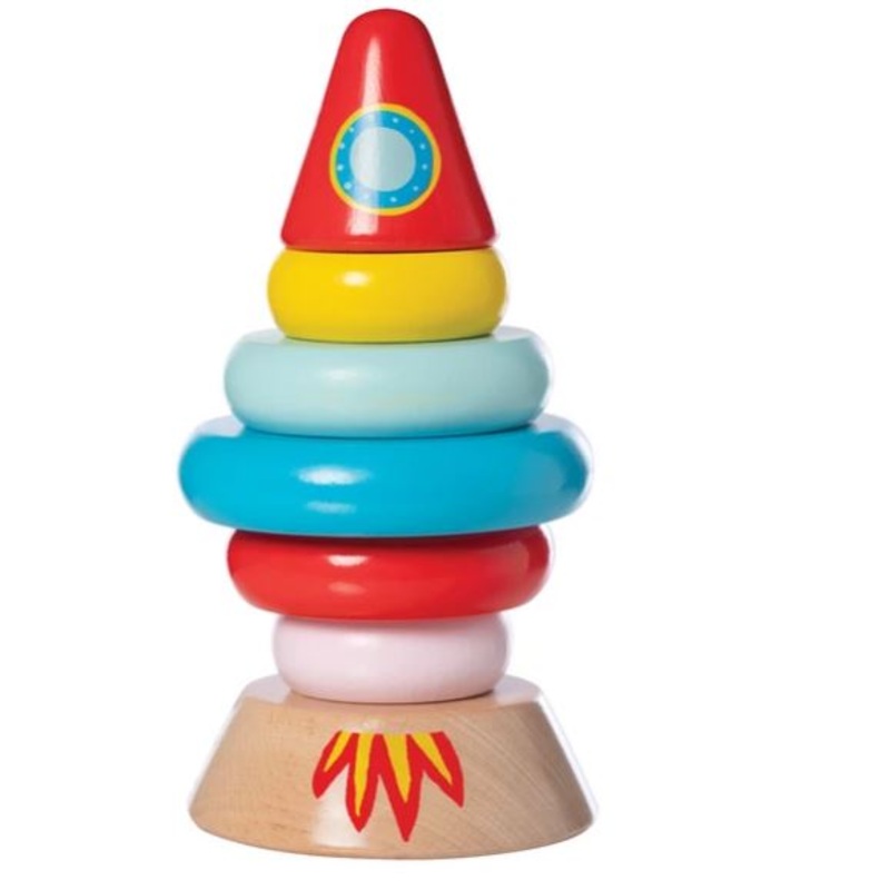 Manhattan Toys | Magnetic Wood Stacker Rocket Stacker Rocket