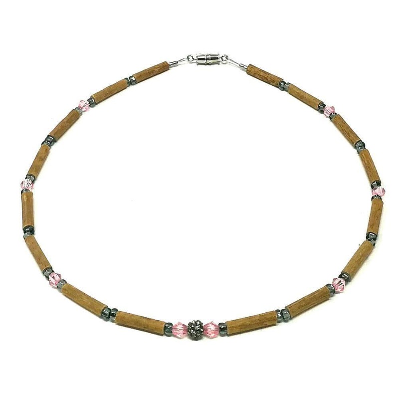 Pure Hazelwood | Teething Necklace | 11″ 11″ Shamballa & Shiny Pink