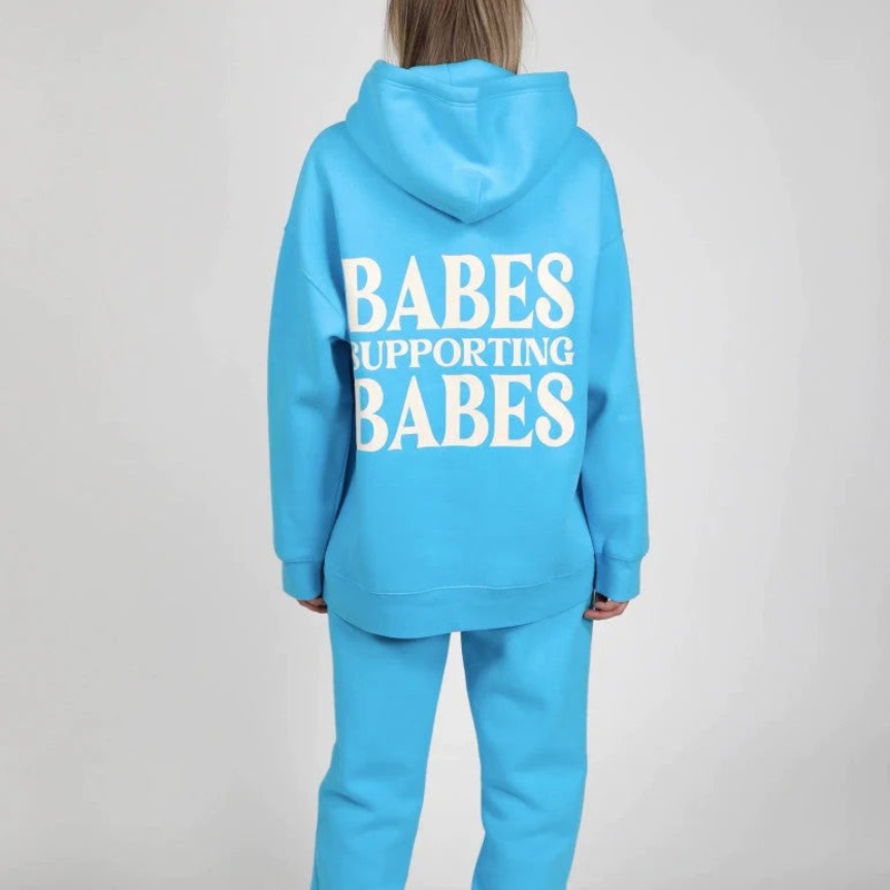 Brunette the Label | The “BABES SUPPORTING BABES” Big Sister Hoodie in Mediterranean Blue XS/S Mediterranean Blue