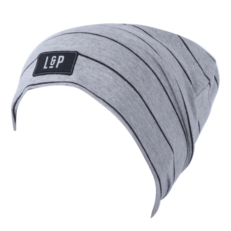 L&P Apparel | Boston Cotton Black Stripe Beanie 0-3m Heather Grey & Black Stripe