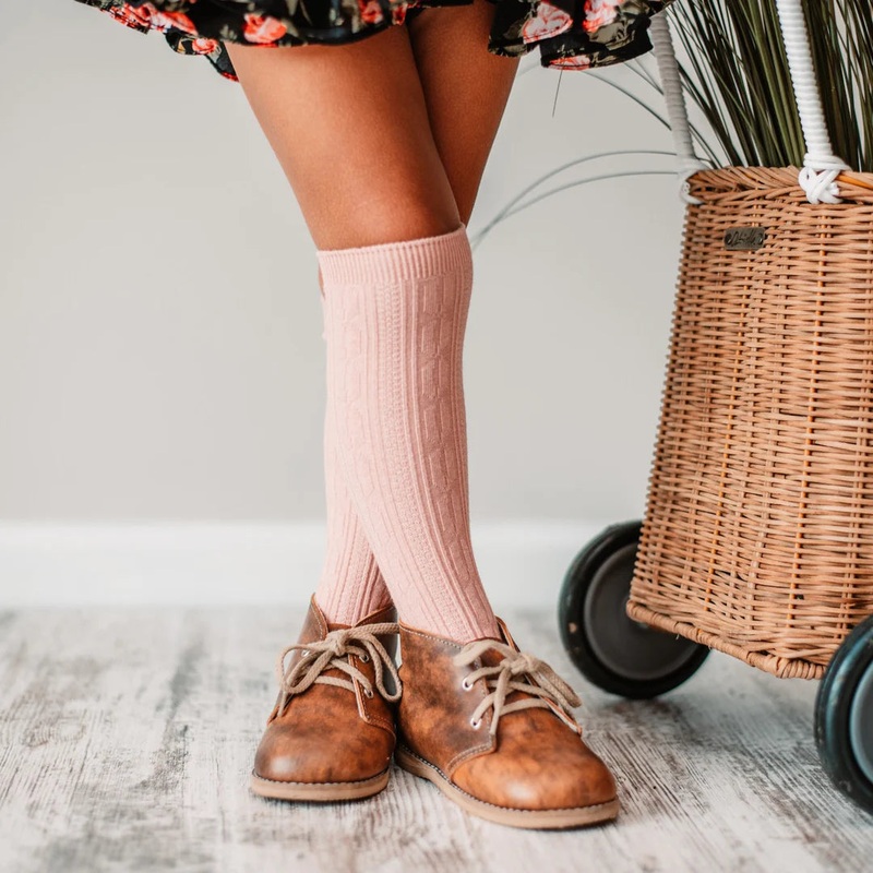 Little Stocking Co | Cable Knit Knee High Socks 0-6m Black