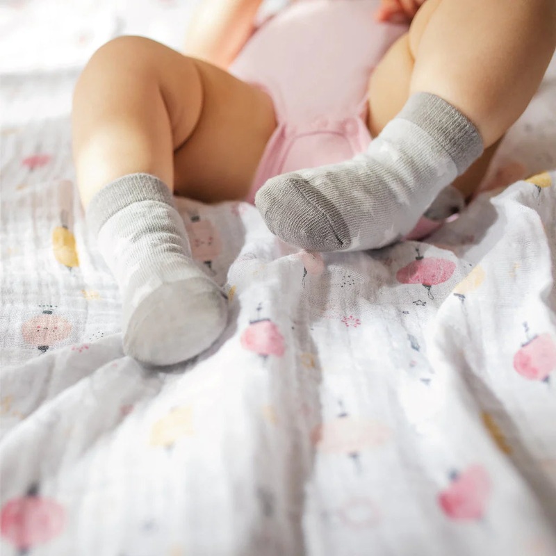 Perlimpinpin | 4pk Baby Socks 0-6m Grey