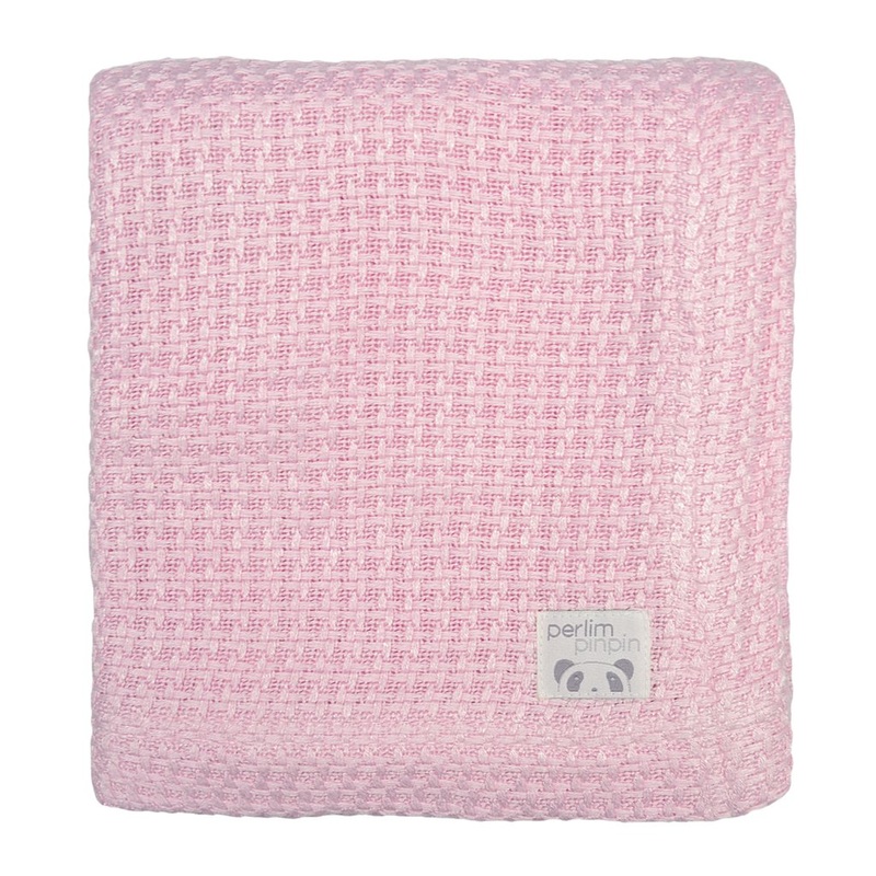 Perlimpinpin | Bamboo Knitted Blanket 36″ x 36″ Pink
