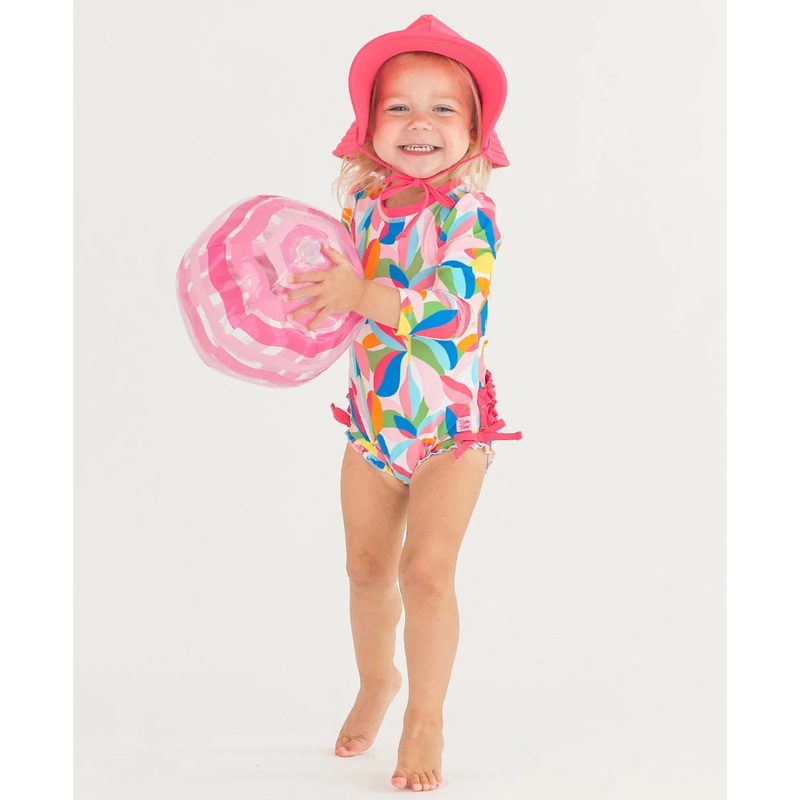 Ruffle Butts | Long Sleeve One Piece Rashguard 0-3m Happy Hula