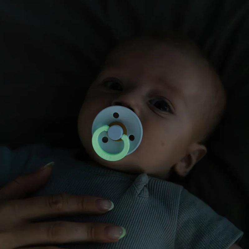BIBS | Colour GLOW Pacifiers 2pk | 0-6 months 0-6m Black