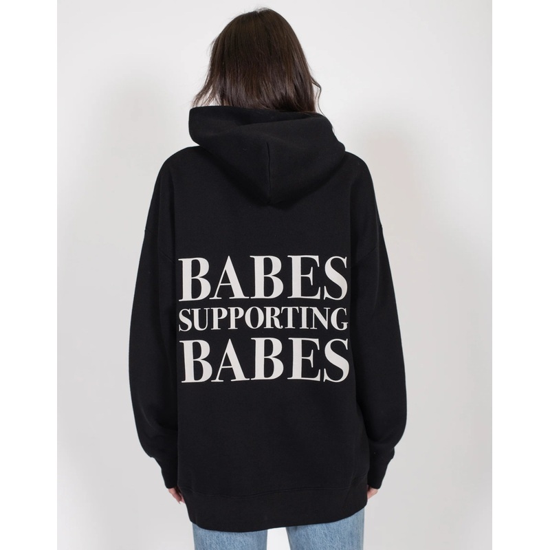 Brunette the Label | The “BABES SUPPORTING BABES” Big Sister Hoodie in Black XS/S Black